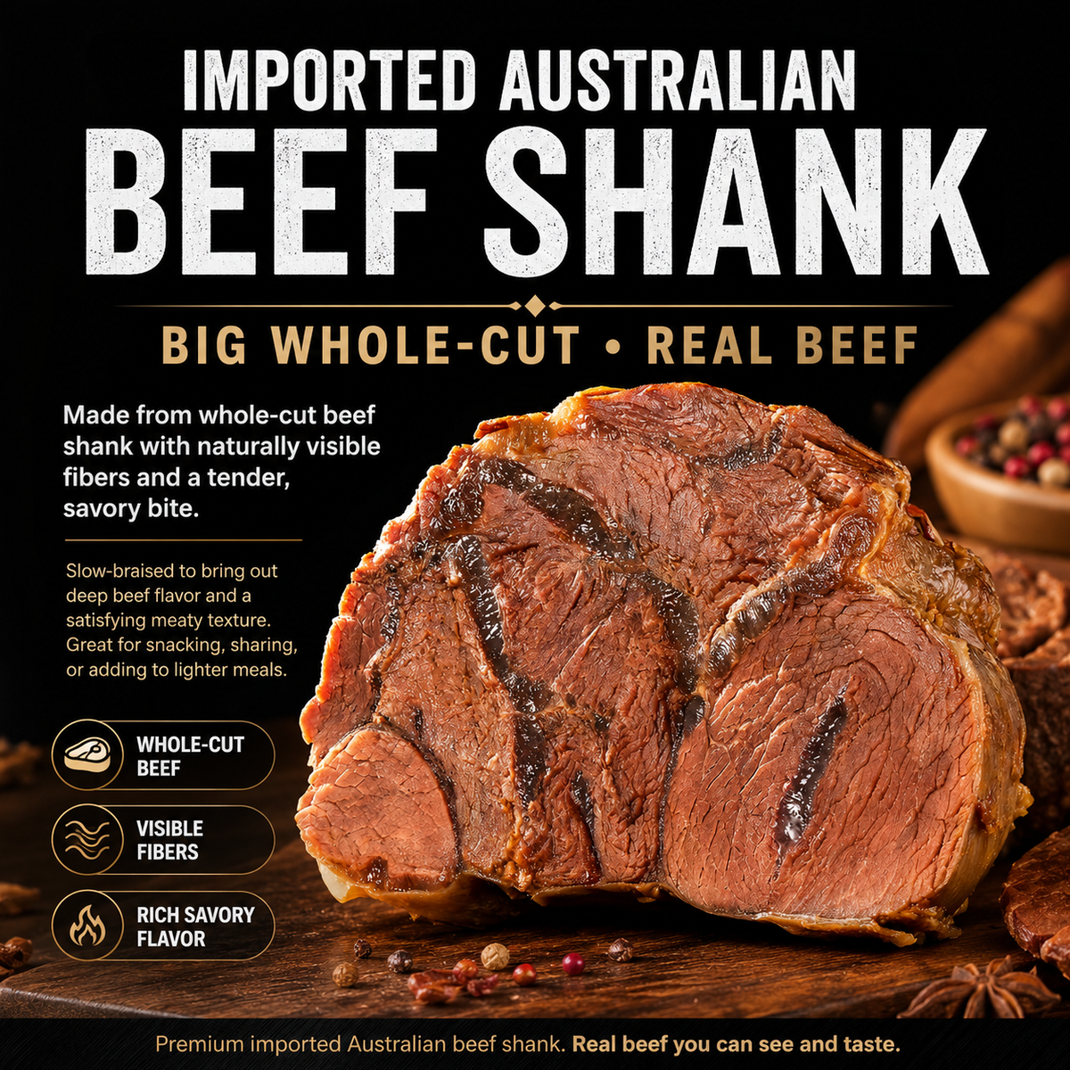 100% Grass-Fed Beef Shank Snack | High Protein Low Carb Meat Snack for Everyday Energy-Zane