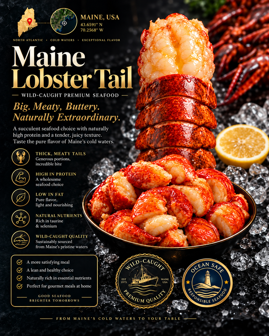 Maine Lobster Tail – Succulent Seafood Favorite with Rich Flavor & Premium Quality-Zane