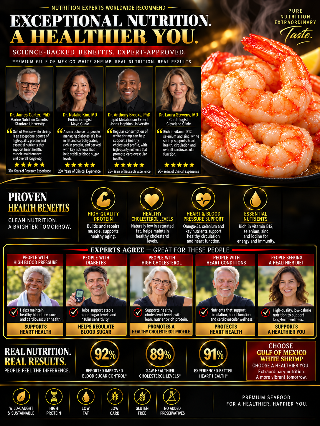 Wild-Caught Gulf of Mexico White Shrimp | Tender, High-Protein, Ready-to-Eat Seafood-Zane