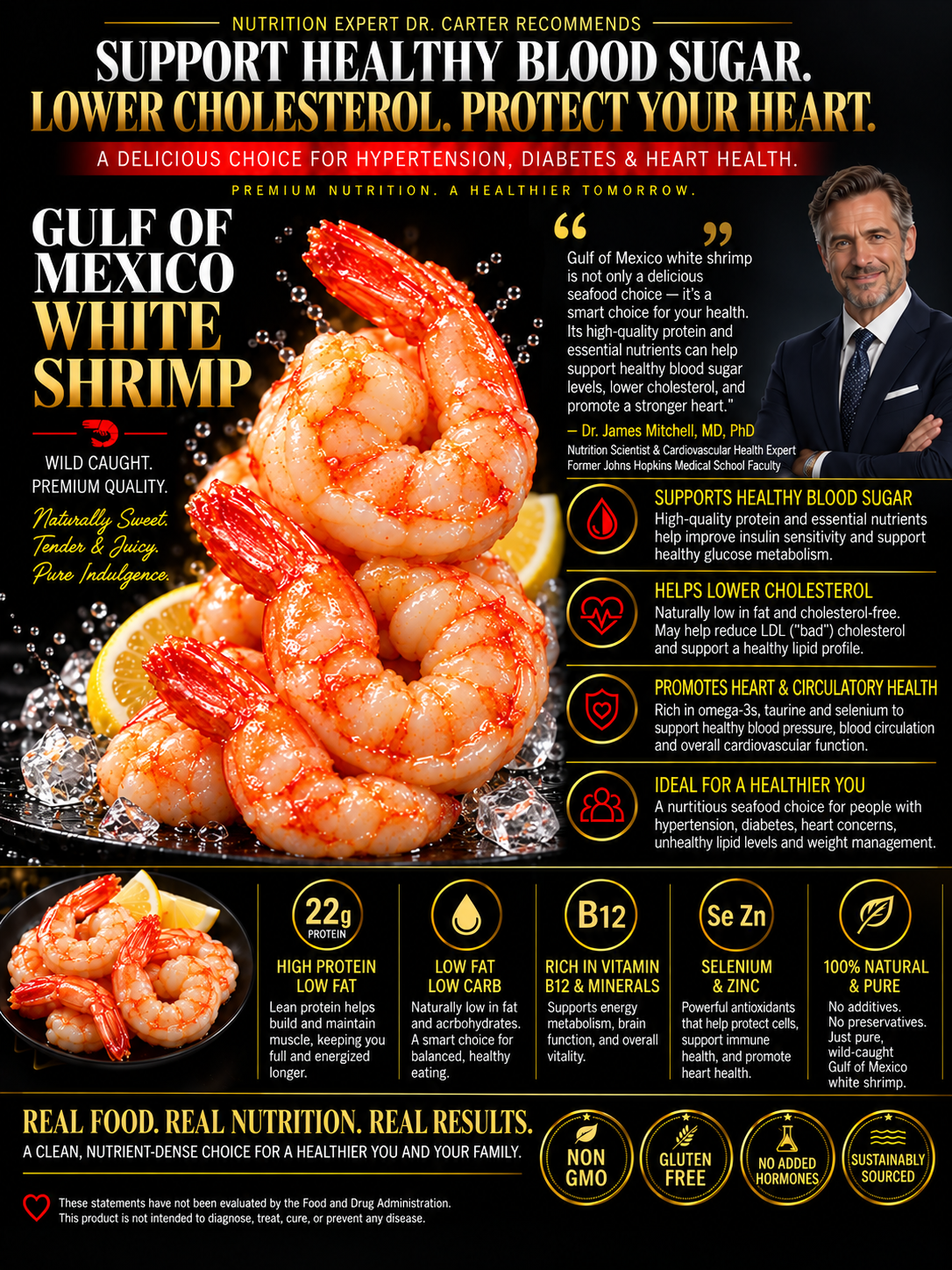 Wild-Caught Gulf of Mexico White Shrimp | Tender, High-Protein, Ready-to-Eat Seafood-Zane