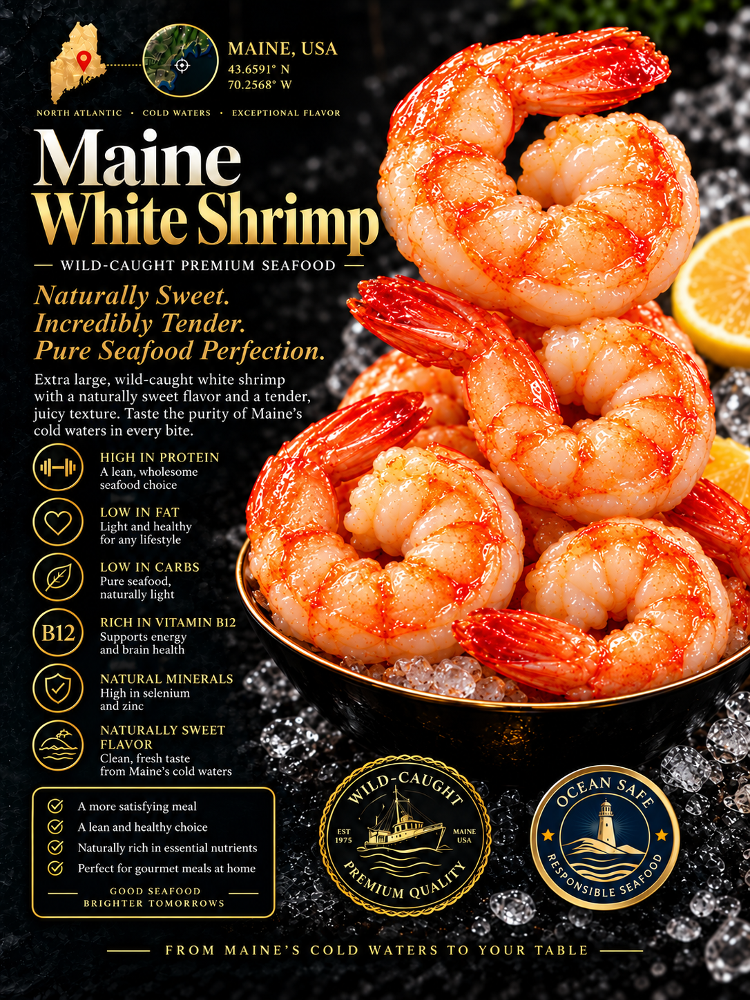 Wild-Caught Gulf of Mexico White Shrimp | Tender, High-Protein, Ready-to-Eat Seafood-Zane