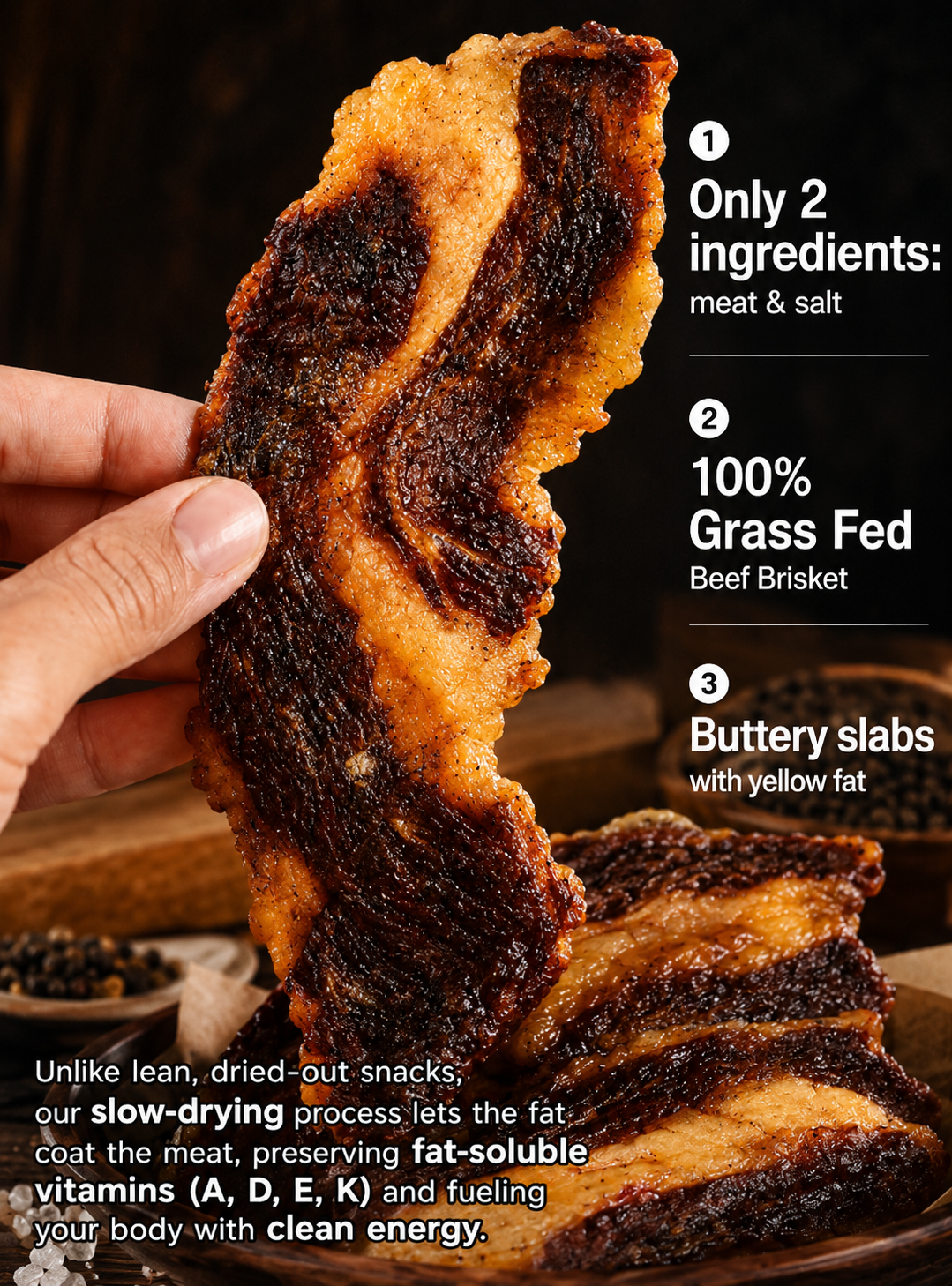 100% Australian Grass-Fed Angus Beef Brisket Snack | High Protein Low Carb Meat Snack for Everyday Energy - Zane