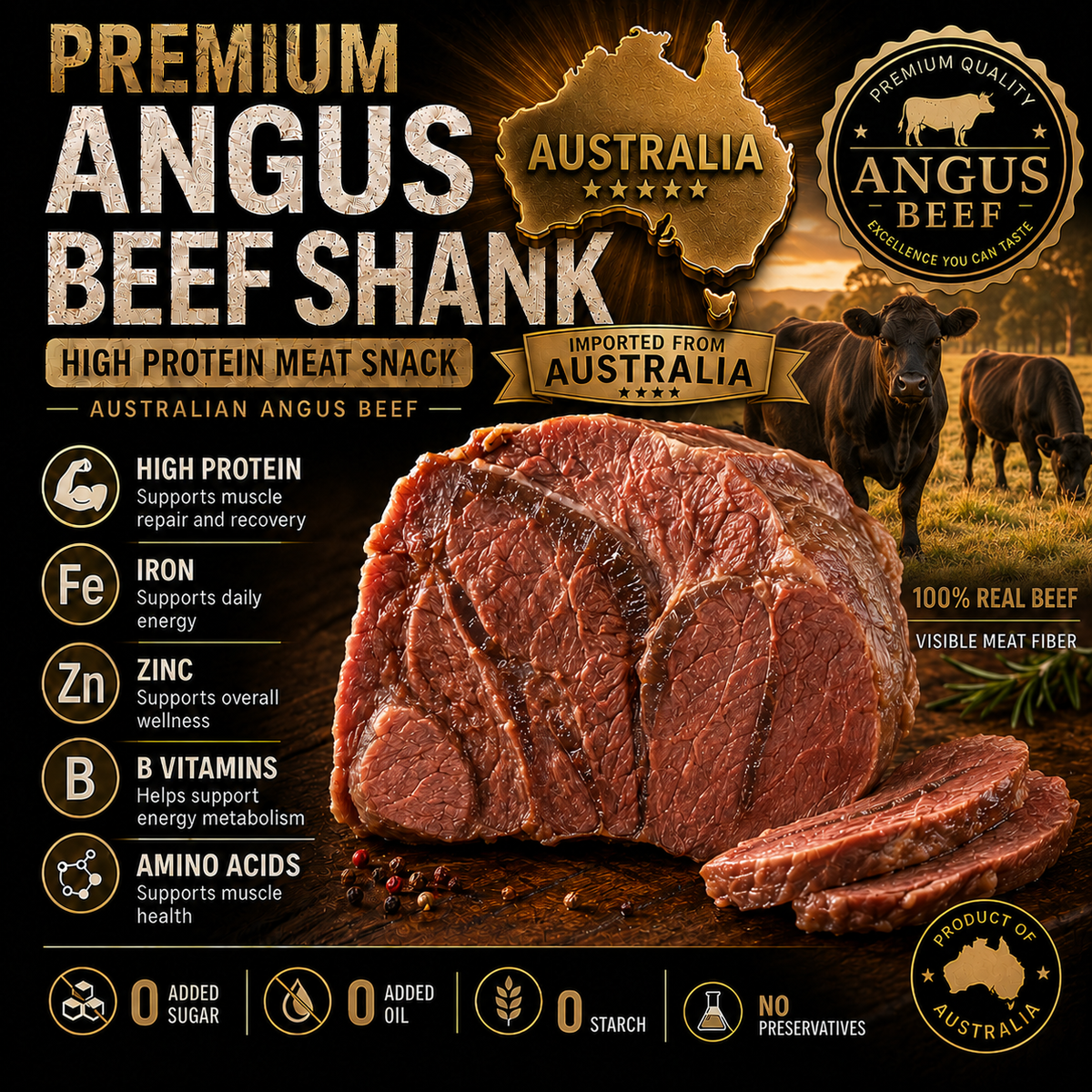 100% Grass-Fed Beef Shank Snack | High Protein Low Carb Meat Snack for Everyday Energy-Zane