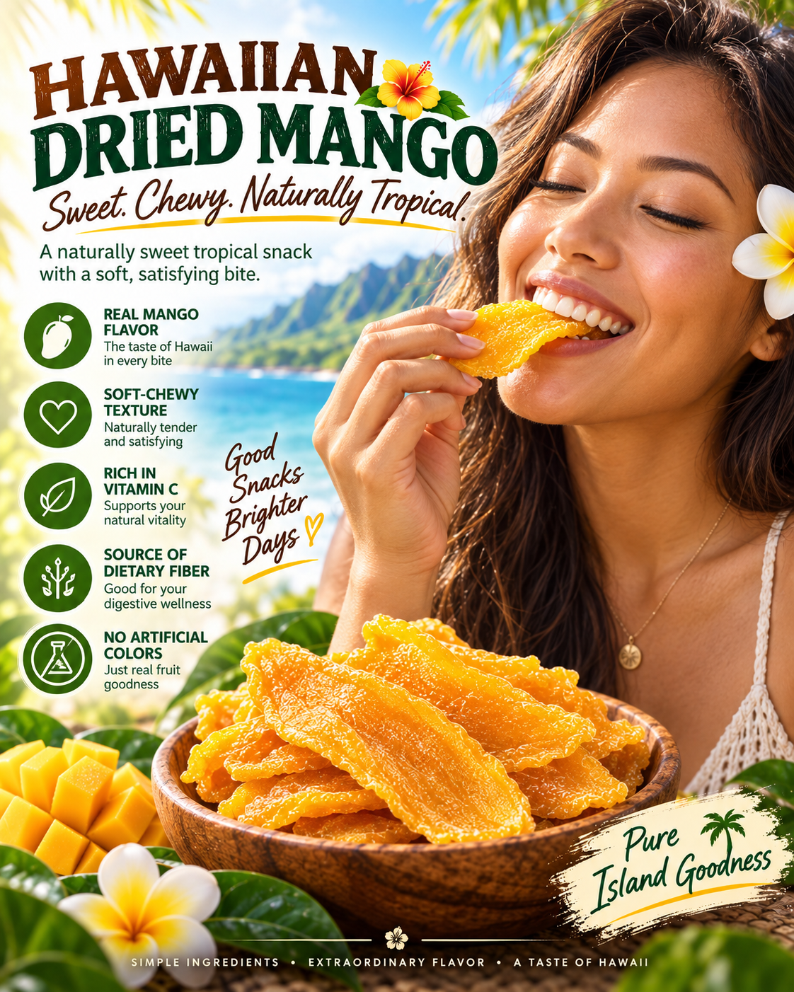 Hawaiian Dried Mango | Soft, Chewy & Flavorful Tropical Fruit Snack-Zane
